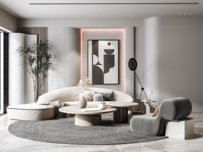 现代客厅3D模型下载